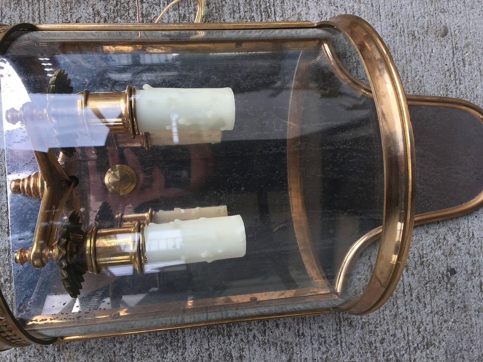 Pair of 20th Century Gilt Bronze Regency Style Sconces, Mirrored Back 2