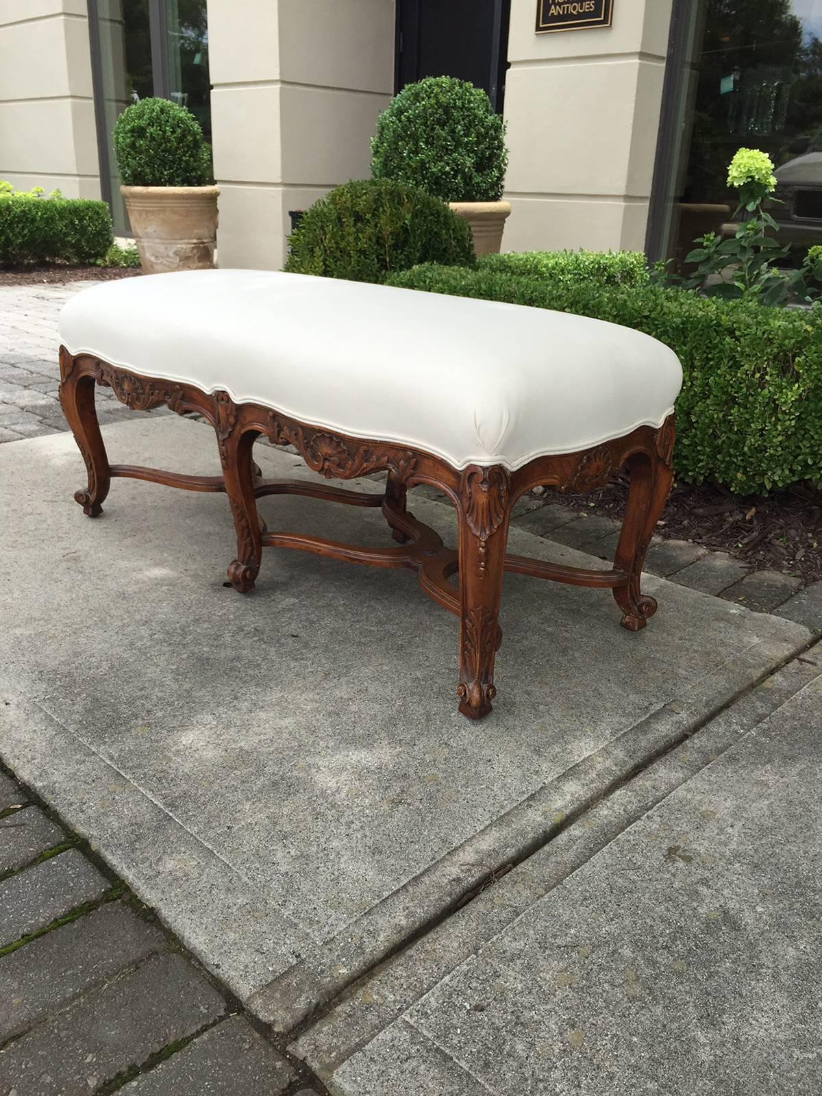 19th century French Regence bench, beautifully carved.