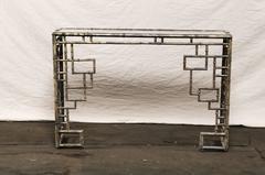 Mid-Century Faux Bamboo Silver Gilt Metal Console