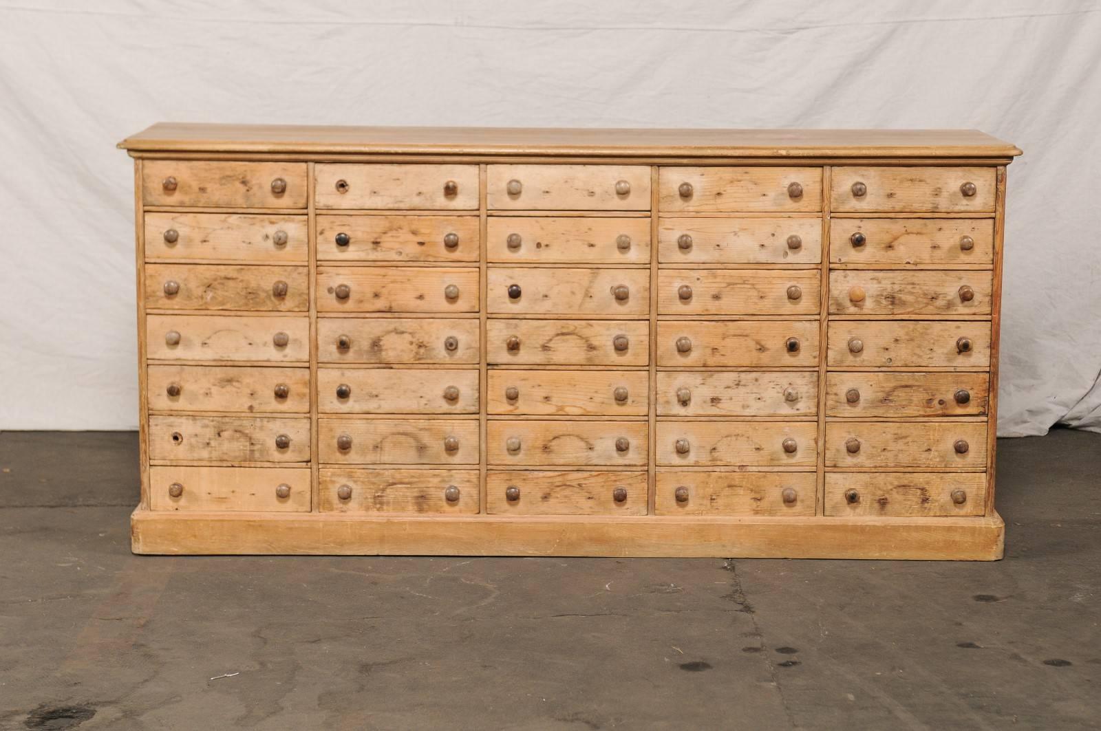 Large 19th century French 35-drawer Pine Apothecary.
