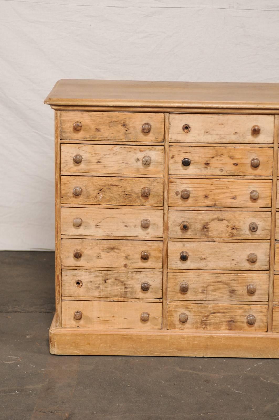 Large 19th Century French 35-Drawer Pine Apothecary In Good Condition In Atlanta, GA