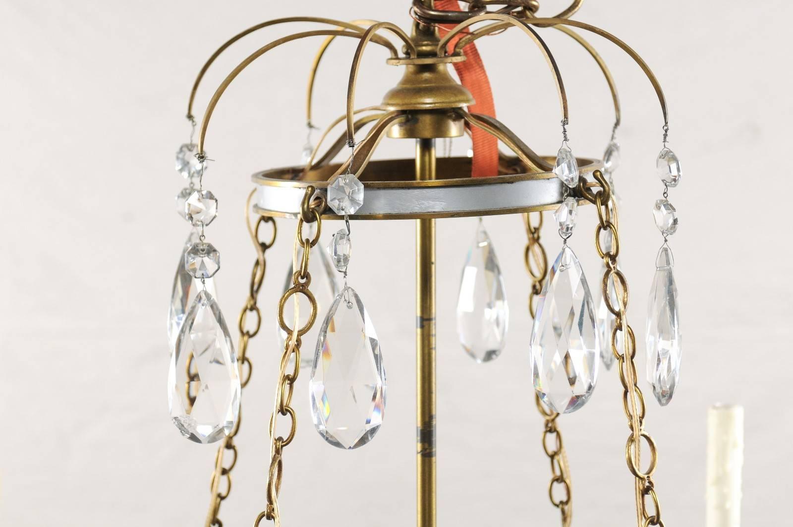 Attributed to Maison Jansen Jumbo Bronze and Steel Bell Jar Chandelier In Good Condition In Atlanta, GA