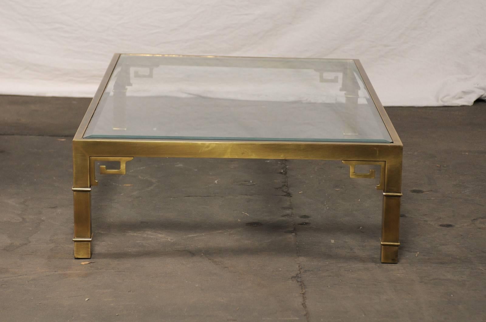 Pair of Mastercraft Chinese Polished Brass Greek Key Coffee Tables,  circa 1970s For Sale 4