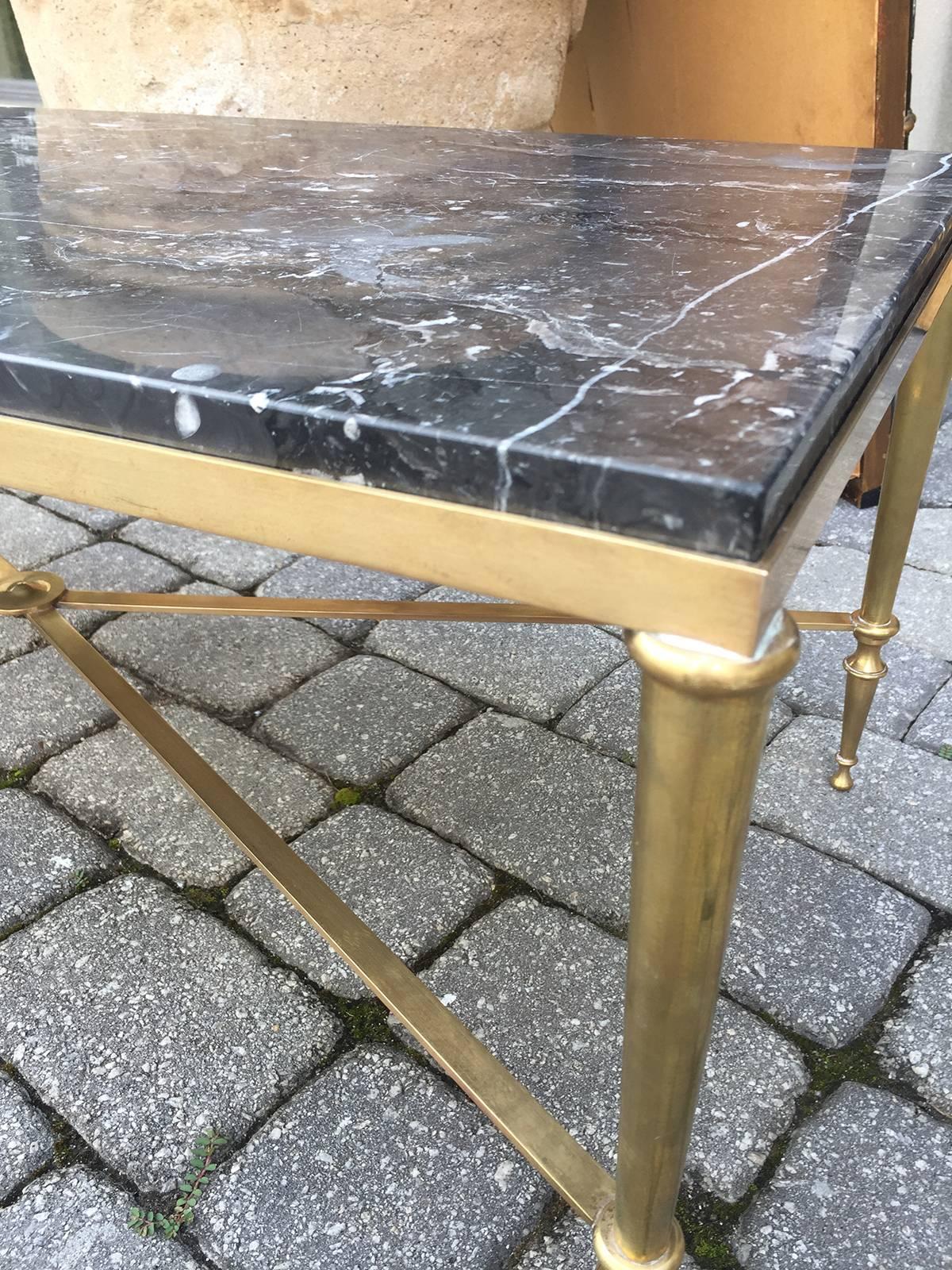 Late 20th Century Neoclassical Brass with Marble Top Coffee Table, circa 1970s