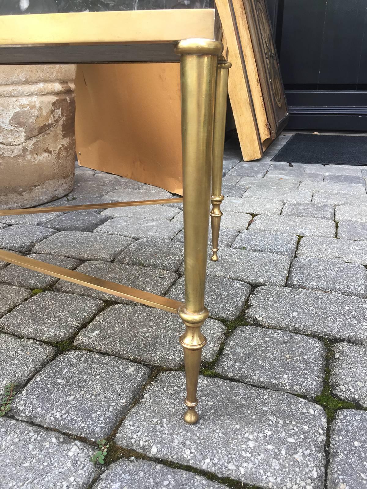 Neoclassical Brass with Marble Top Coffee Table, circa 1970s 1