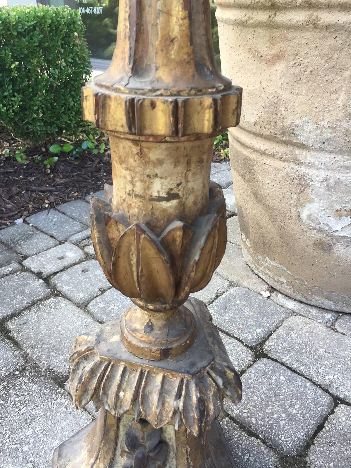 Pair of 18th Century Tall Italian Polychrome Candlesticks In Good Condition In Atlanta, GA