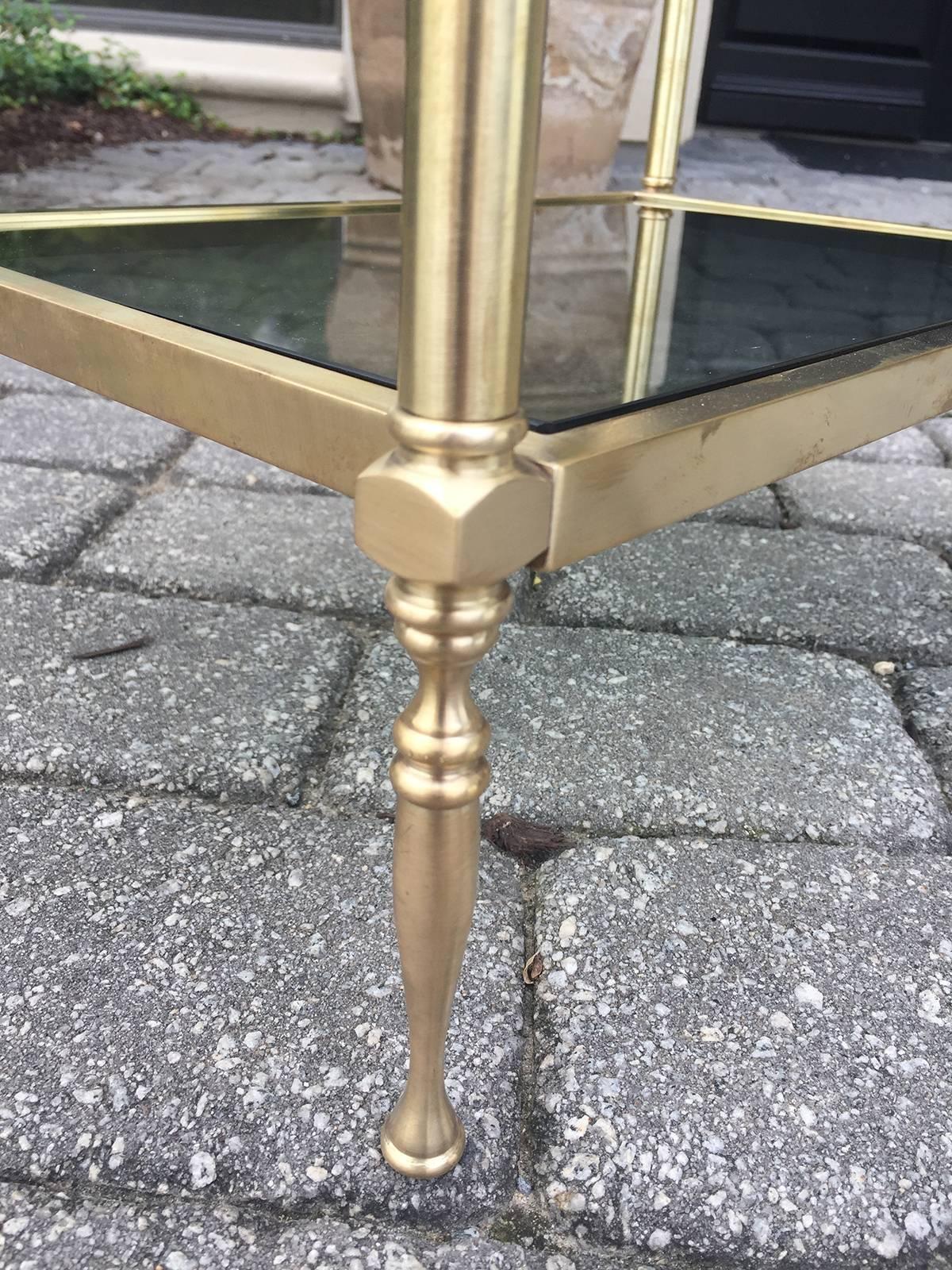 20th Century Mid-Century Brass and Glass Two-Tier Side Table