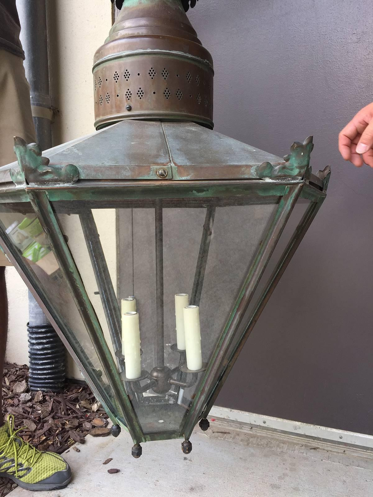 Large 19th Century English Octagonal Exterior Lantern In Good Condition In Atlanta, GA