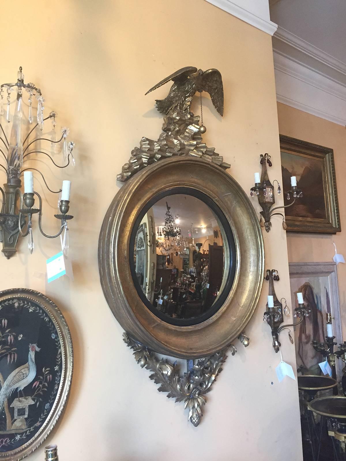 Large Convex Mirror,  circa 1850 In Good Condition In Atlanta, GA