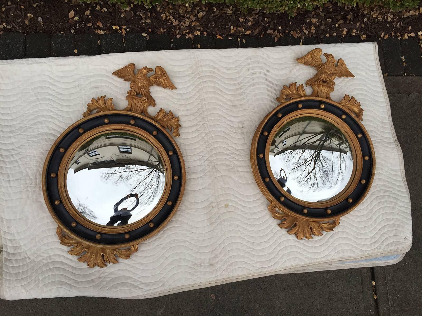 Pair of 20th Century, circa 1950, Italian Convex Mirrors, Stamped Made in Italy 4