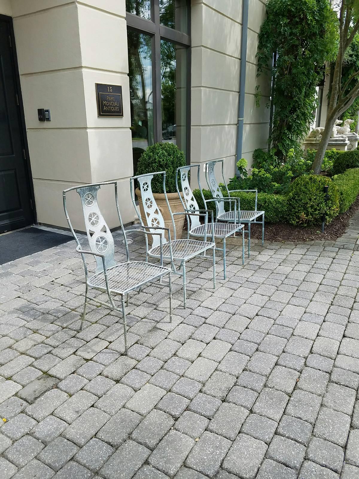 Set of Four Iron Armchairs in The Style of Salterini 