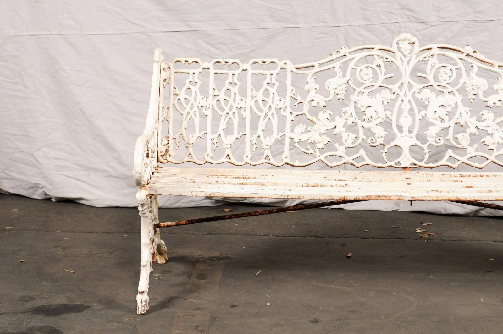 19th Century English Painted Iron Garden Bench, Old Surfaces 1