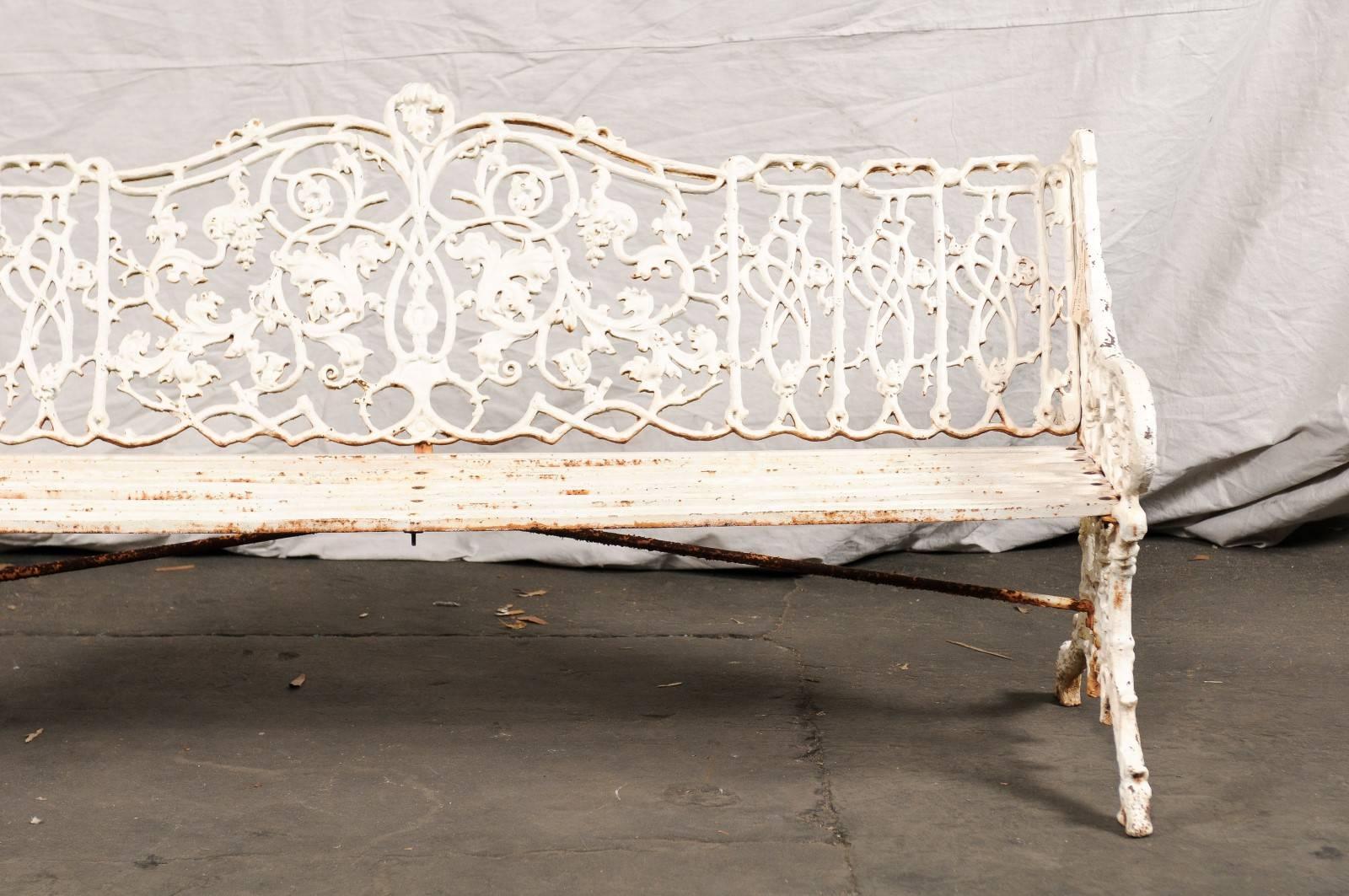 19th Century English Painted Iron Garden Bench, Old Surfaces 2