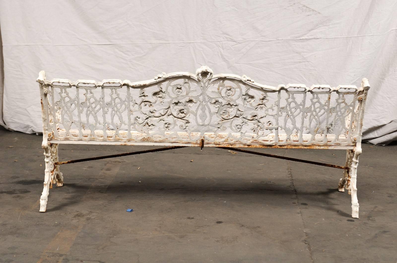 19th Century English Painted Iron Garden Bench, Old Surfaces 5