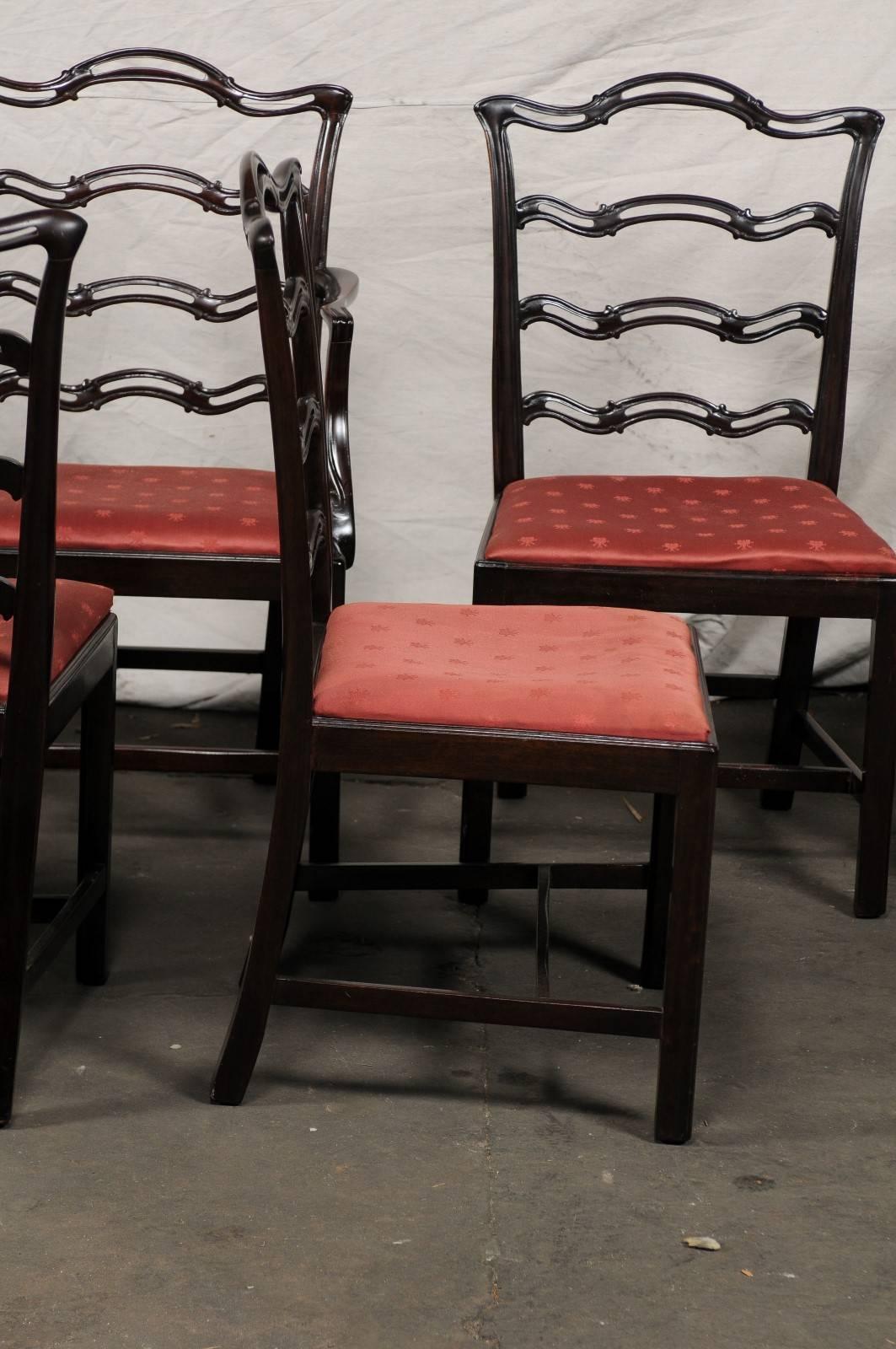 Set of Eight George III Style Ribbon Back Mahogany Dining Chairs 2