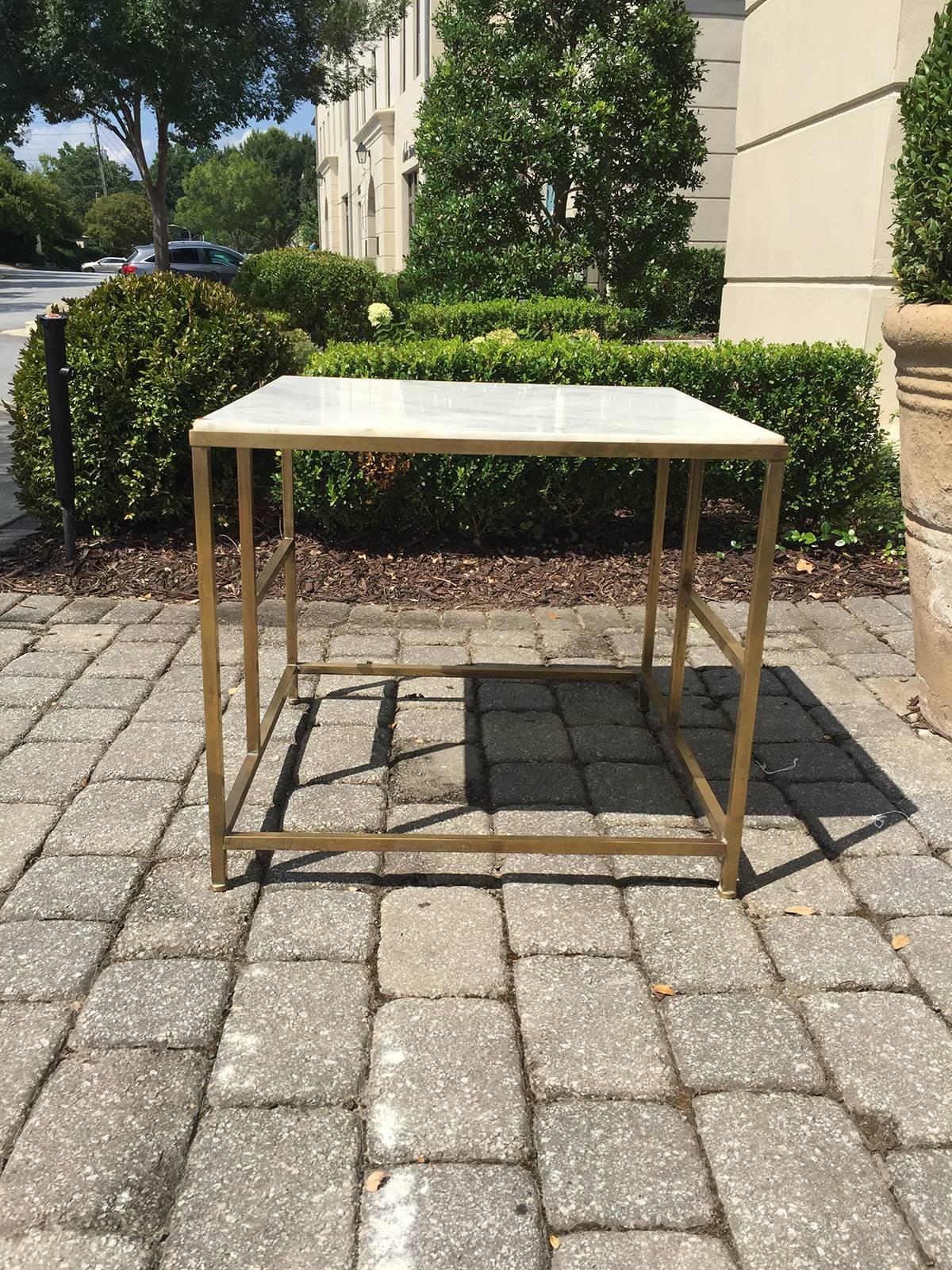 Asymmetrical Brass/ Marble Table in the Style of Paul McCobb, circa 1950s In Good Condition In Atlanta, GA