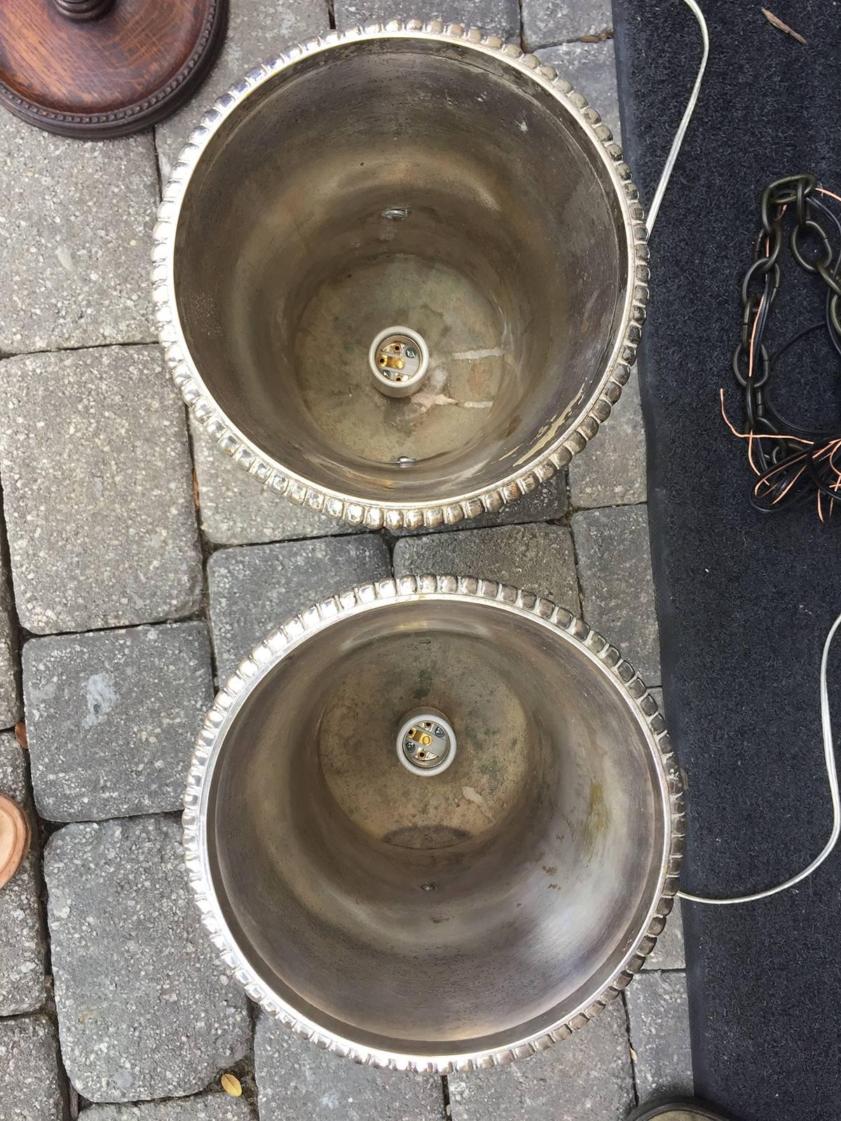 Pair of 20th Century Silvered Urn Lamps after Tommi Parzinger 1