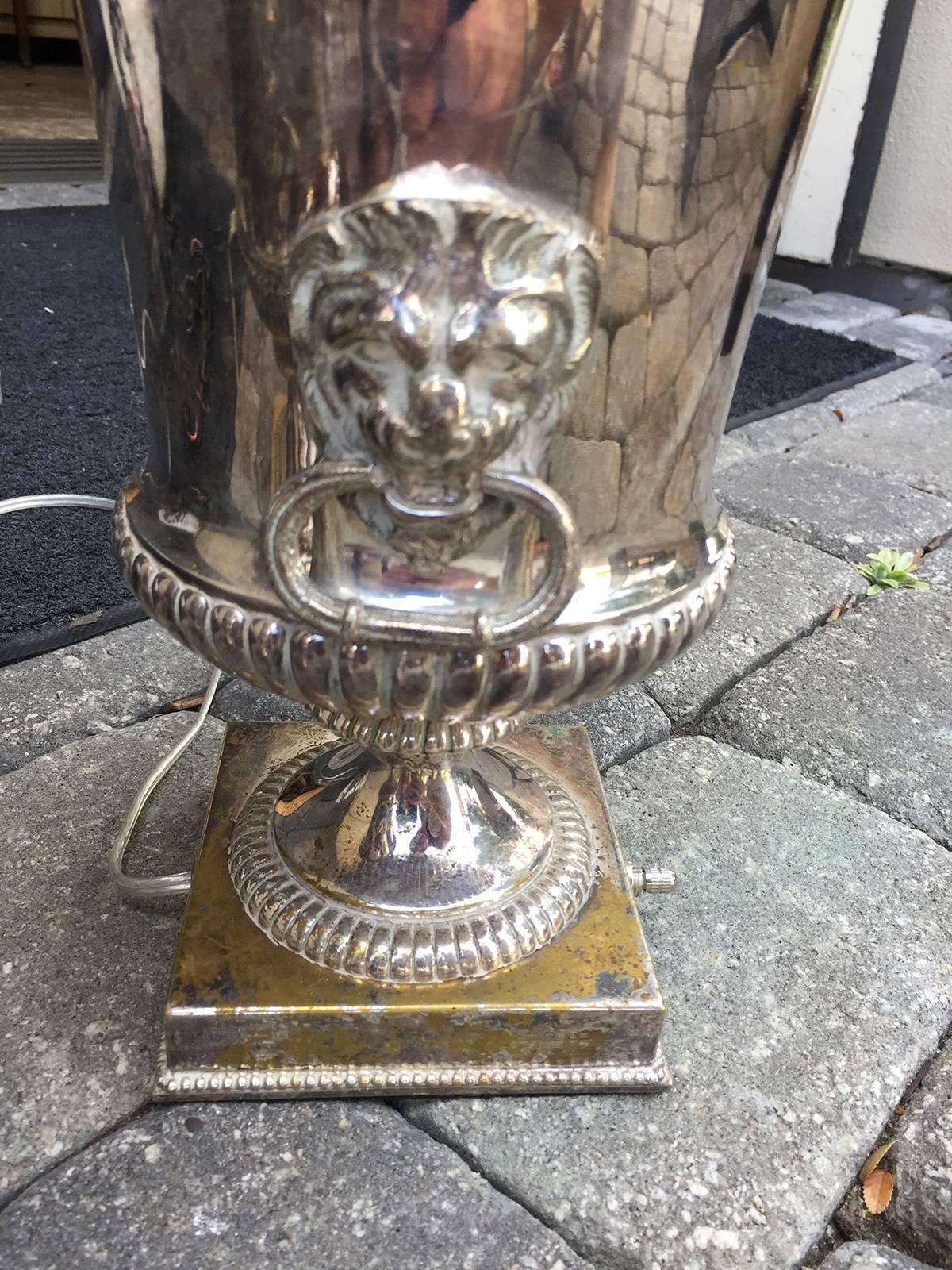Pair of 20th Century Silvered Urn Lamps after Tommi Parzinger 2