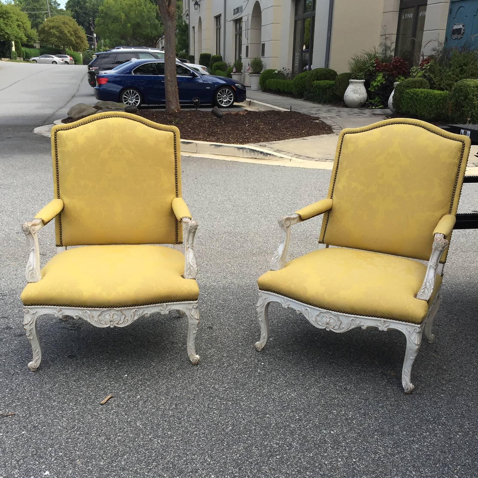 Pair of Large 19th Century, Regence Style Armchairs 3