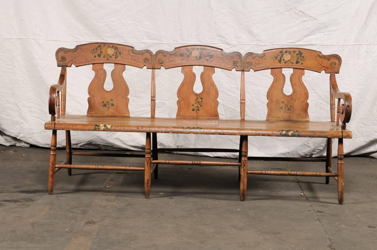 19th century American painted bench.