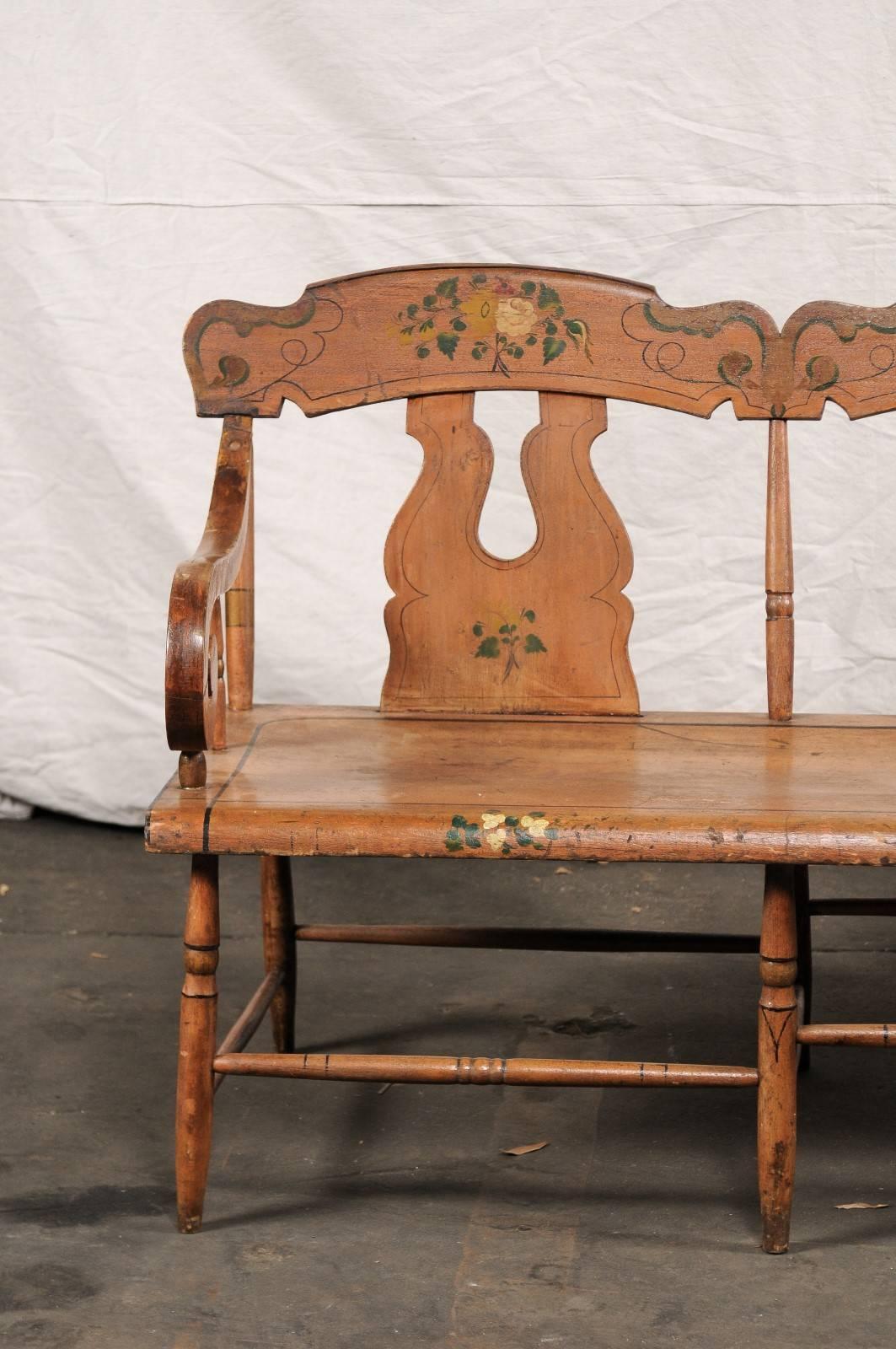 19th Century American Painted Bench (amerikanisch) im Angebot