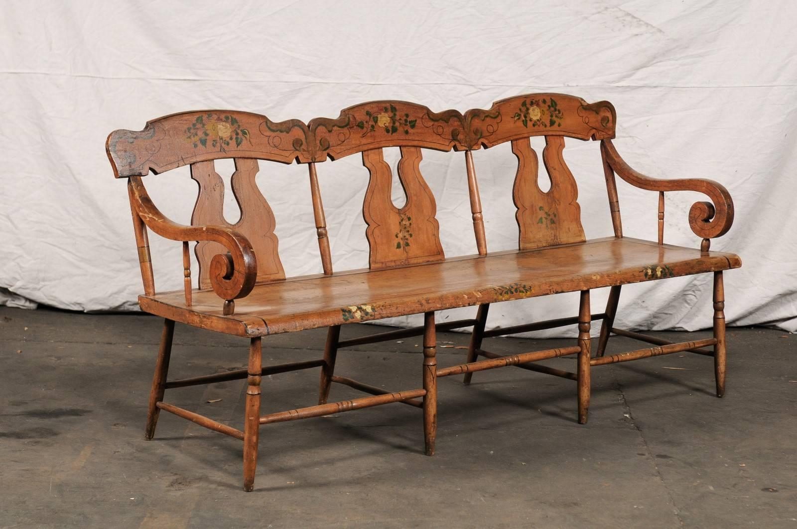 19th Century American Painted Bench For Sale 1