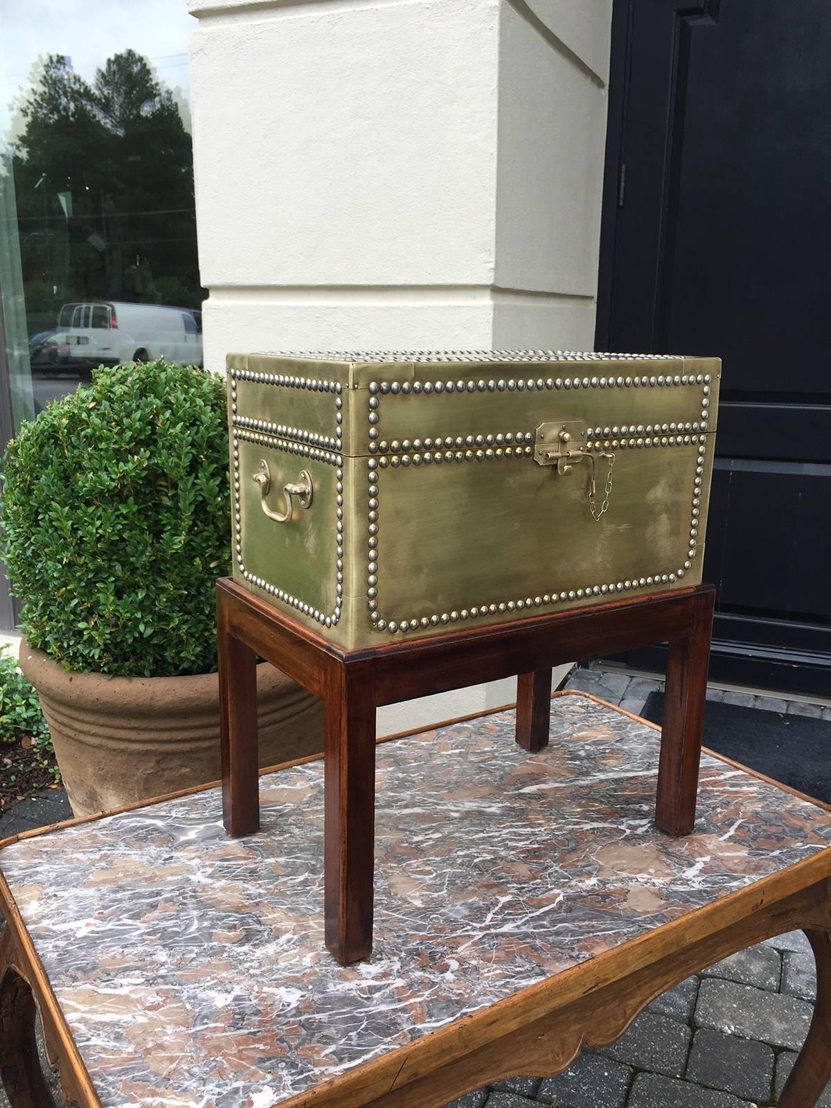 Brass Mid-Century Italian box on stand, overall dimensions 19.75