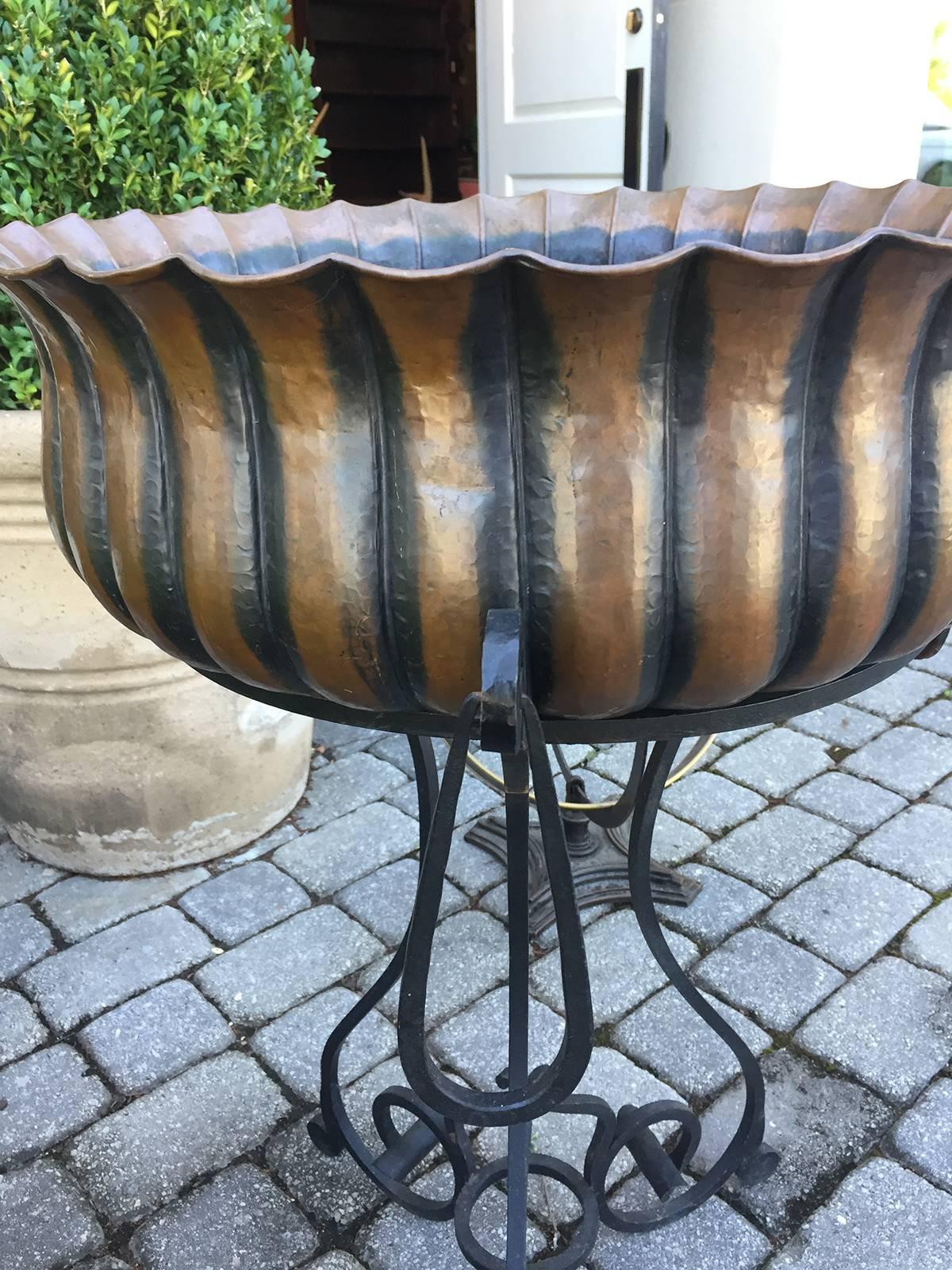 Iron 20th Century Italian Planter on Stand, Marked For Sale