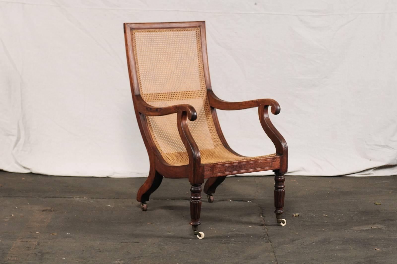 Caribbean Regency cane chair, hardware by Larrivee, circa 1820.