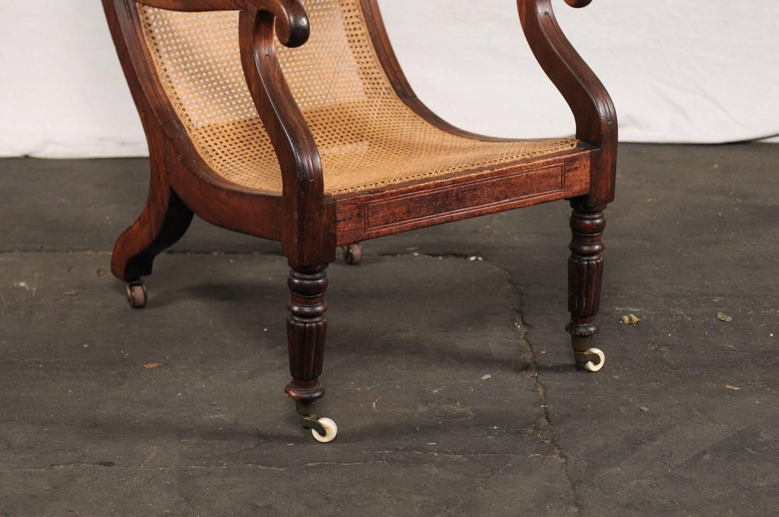American Caribbean Regency Cane Chair, Hardware by Larrivee, circa 1820