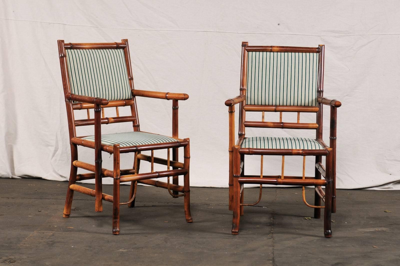 Pair of 19th-20th century English Bamboo Armchairs