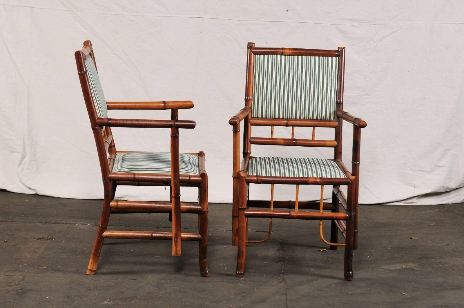 Pair of 19th-20th Century English Bamboo Armchairs In Good Condition In Atlanta, GA