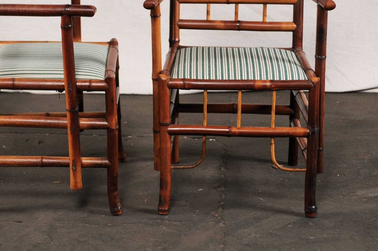 19th Century Pair of 19th-20th Century English Bamboo Armchairs
