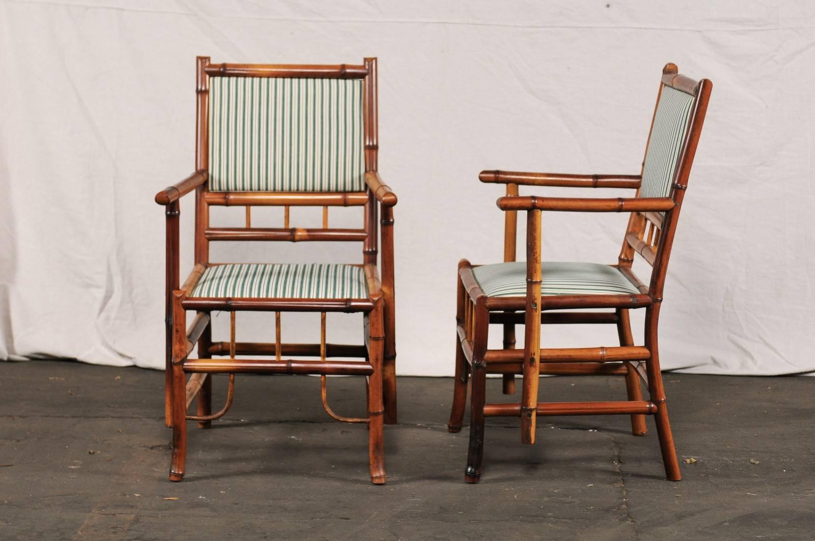 Pair of 19th-20th Century English Bamboo Armchairs 4