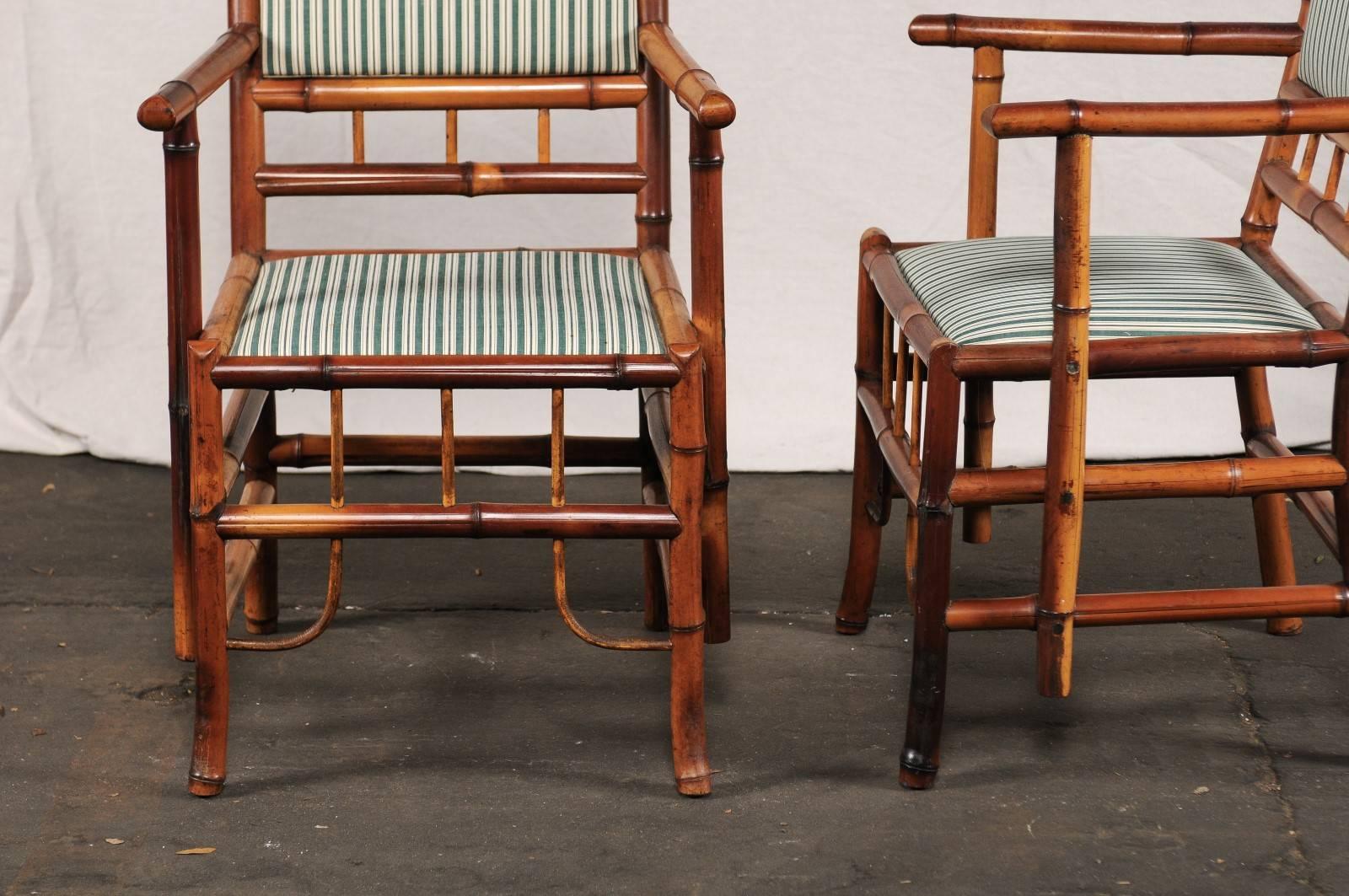 Pair of 19th-20th Century English Bamboo Armchairs 5