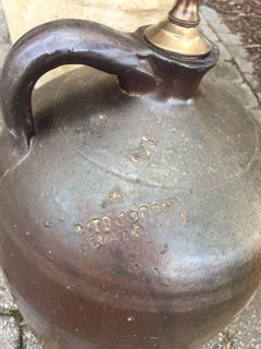 Signed 20th Century Made in Georgia Moonshine Pottery Jug as Lamp