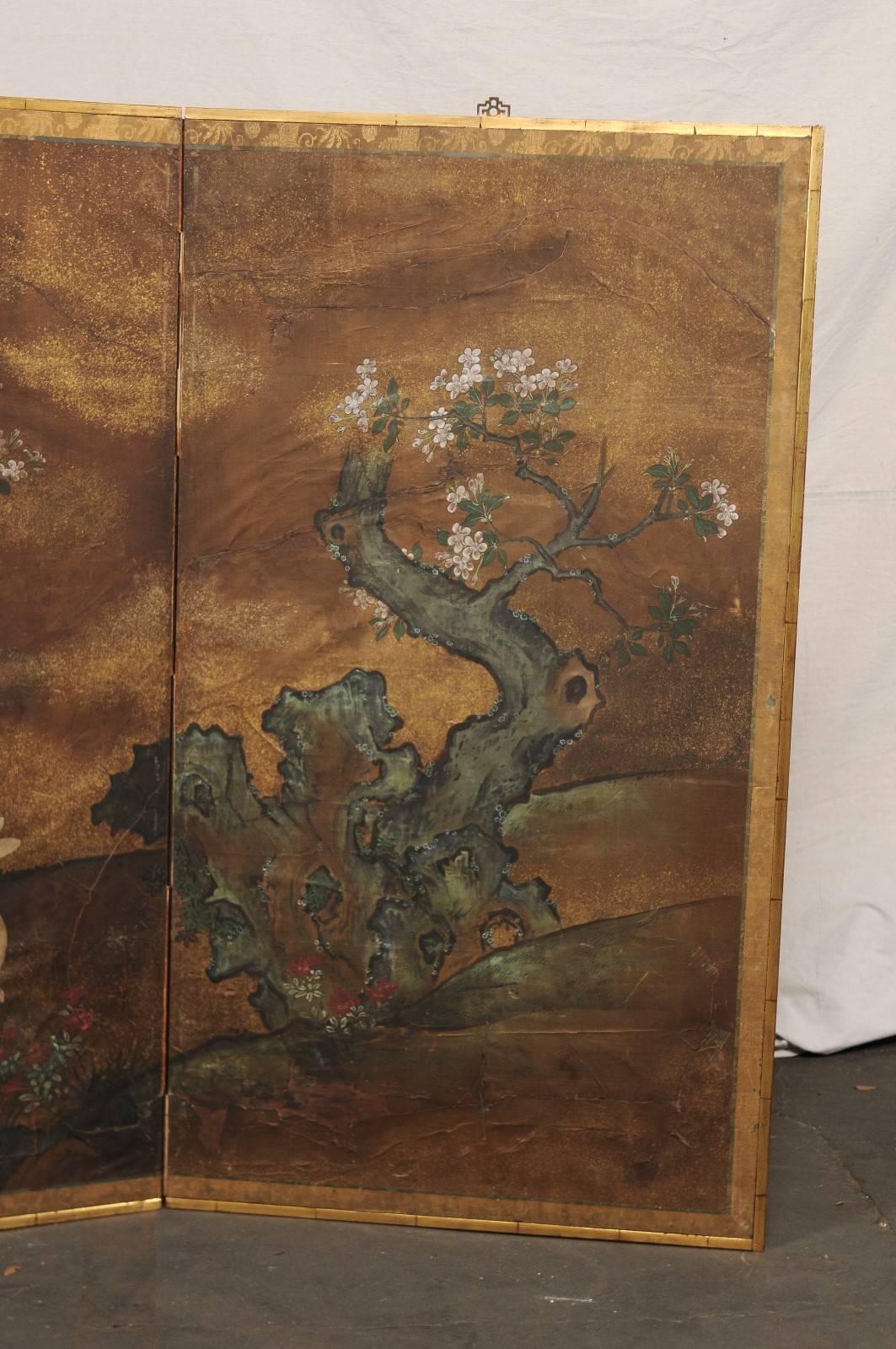 18th Century 18th-19th Century Japanese Two-Panel Paper Screen with Rabbits For Sale