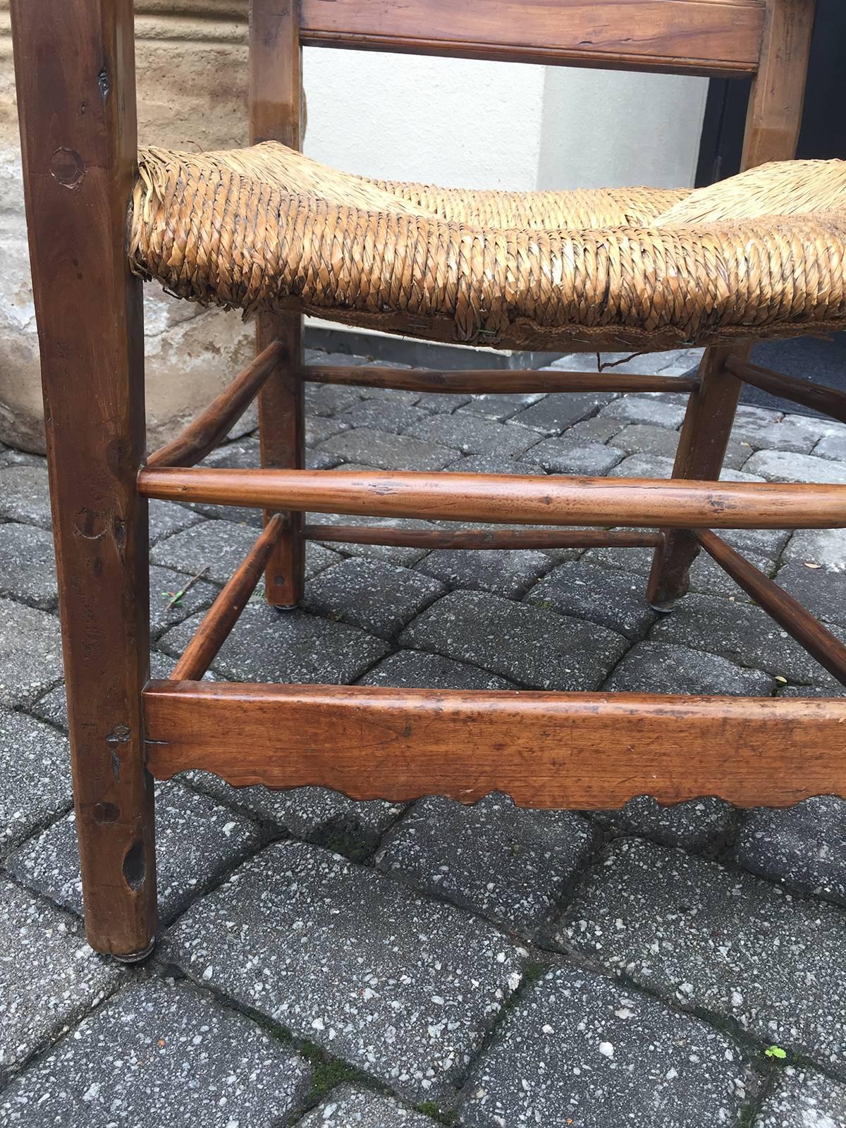 18th-19th Century Provencial Italian Chair, Walnut with Rush Seat 2