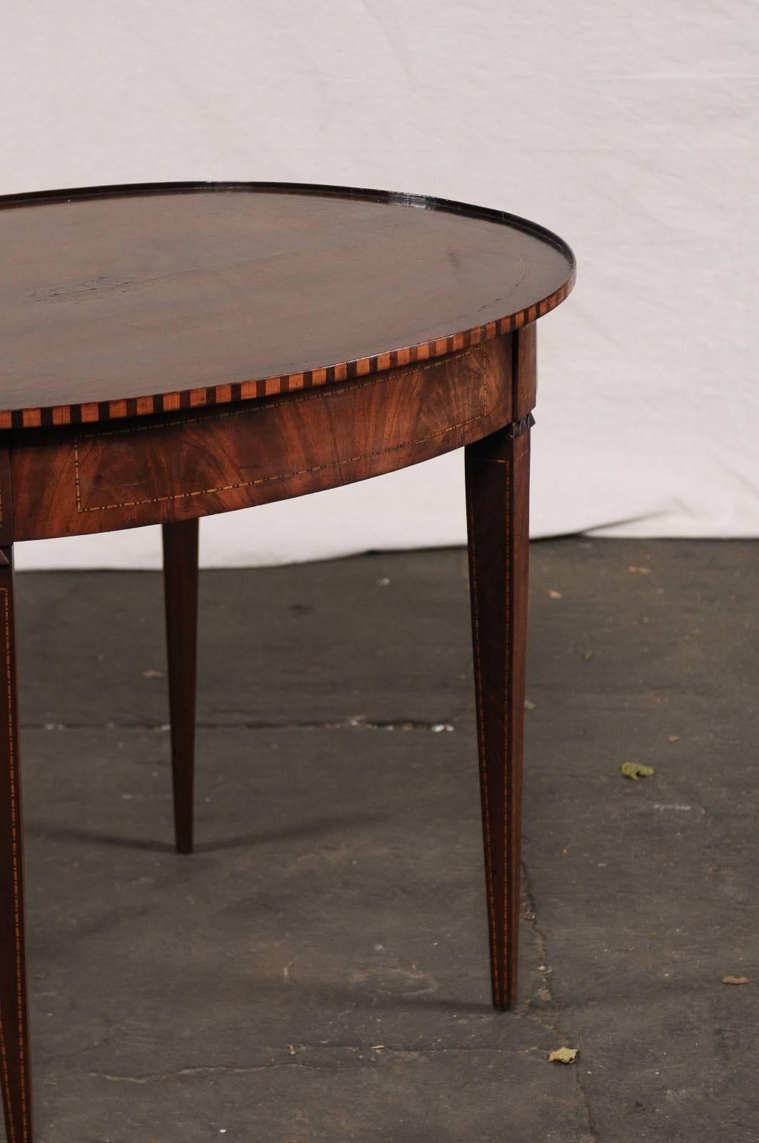 19th Century Neoclassical Inlaid Mahogany Oval Table In Good Condition In Atlanta, GA