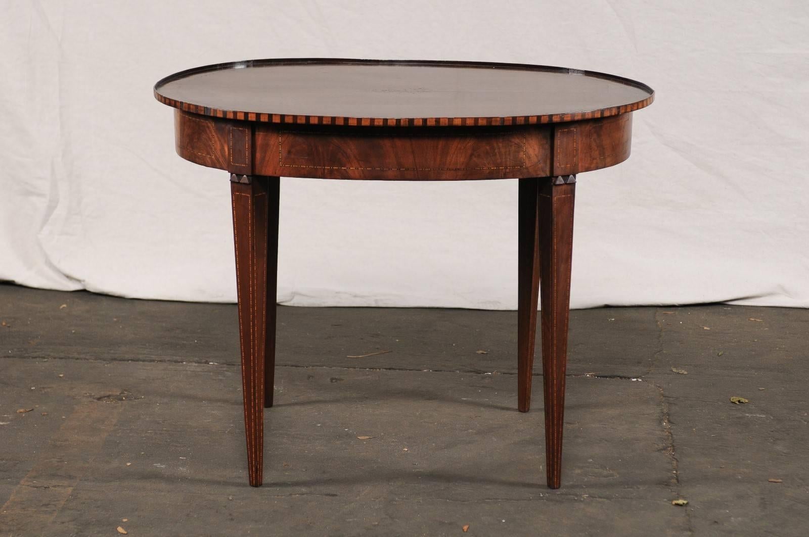 19th Century Neoclassical Inlaid Mahogany Oval Table 1