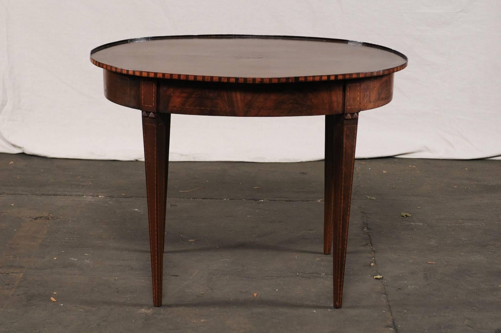 19th Century Neoclassical Inlaid Mahogany Oval Table 3