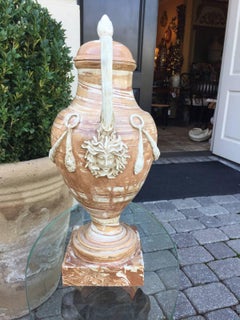 19th-20th Century Large Italian Agateware Neoclassical Style Urn with Lid
