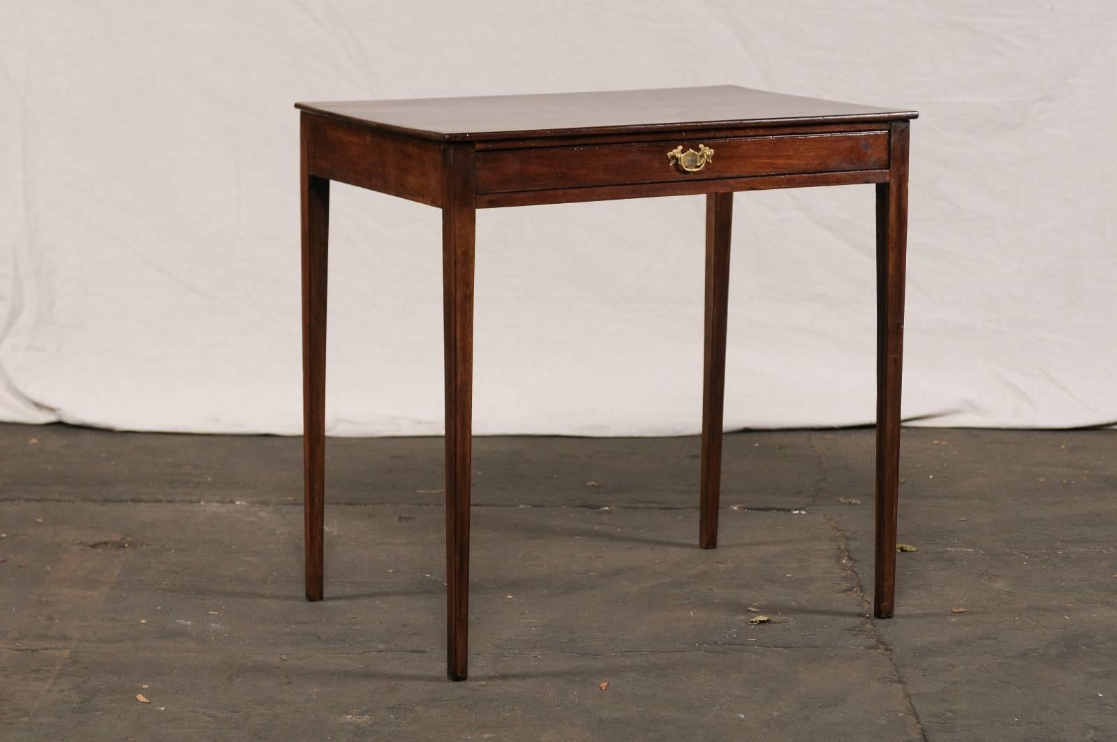 English Regency one drawer mahogany writing side table, excellent proportions, circa 1780-1820.