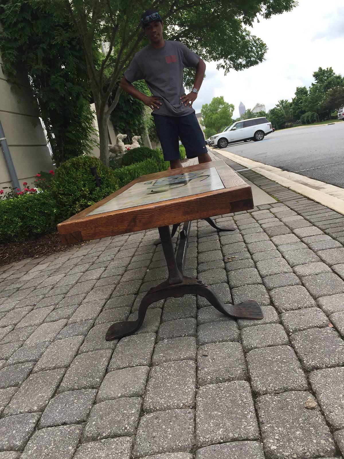 Incredible Custom Coffee Table Base with Inset by Pierre Saint Paul, circa 1960s In Good Condition In Atlanta, GA