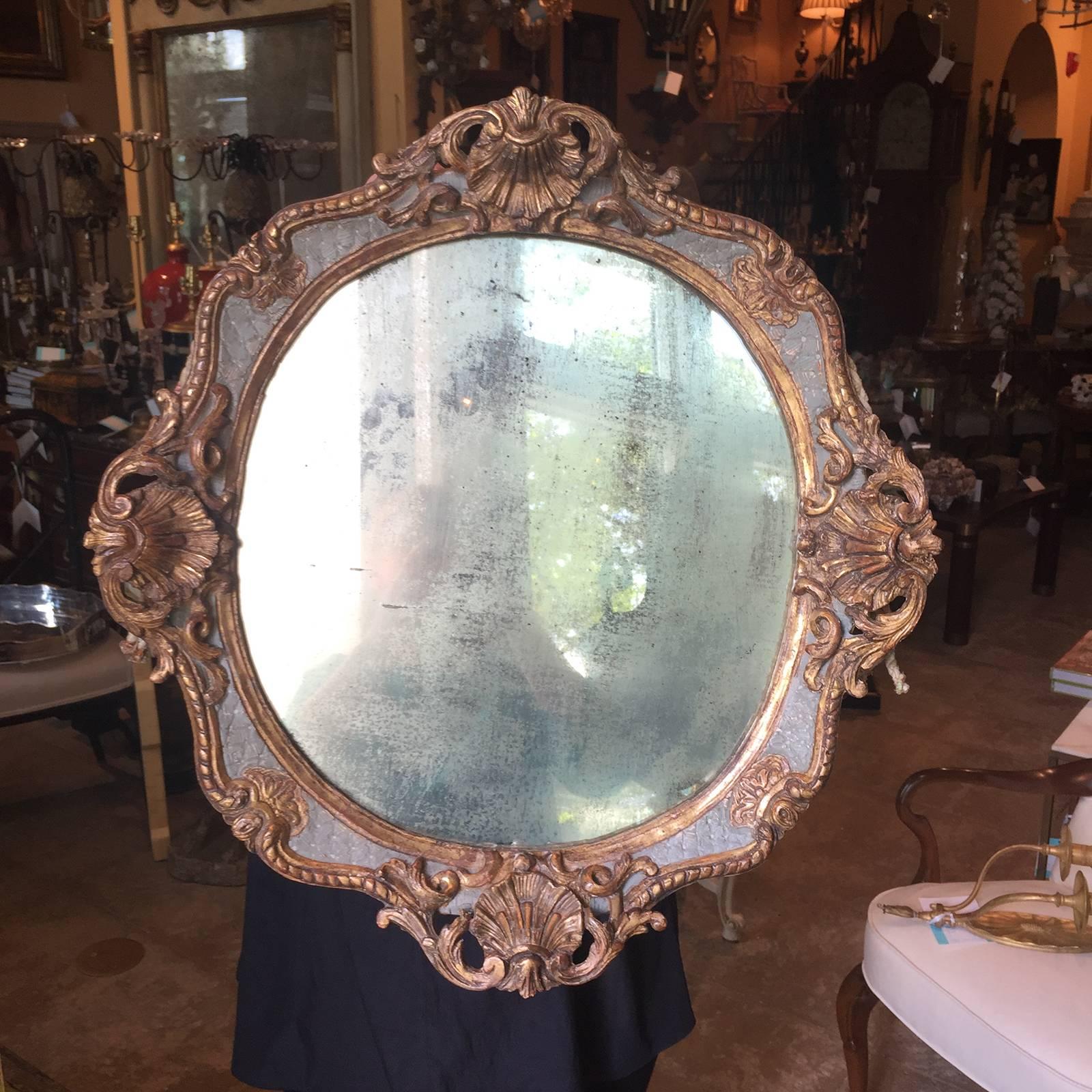 18th-19th century continental probably French mirror, Exquisite charming from a wonderful collector.