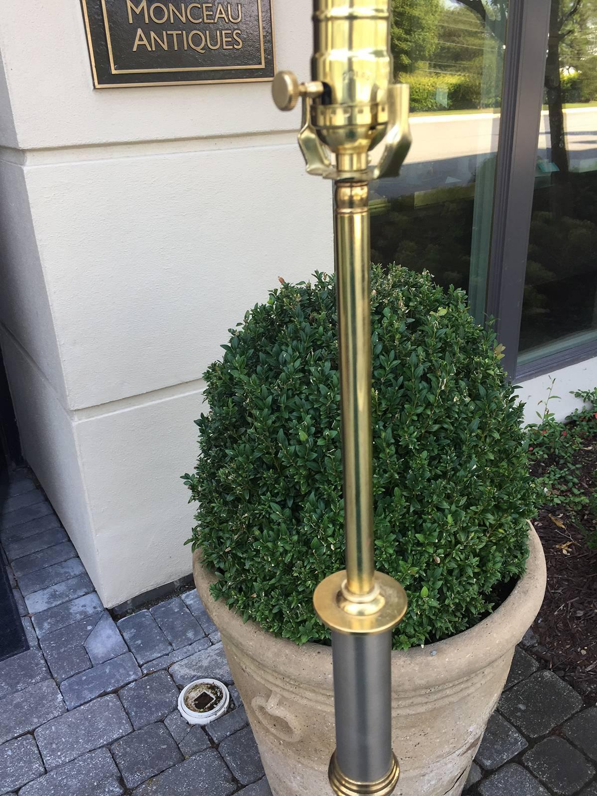 Brass and steel floor lamp with table, 19