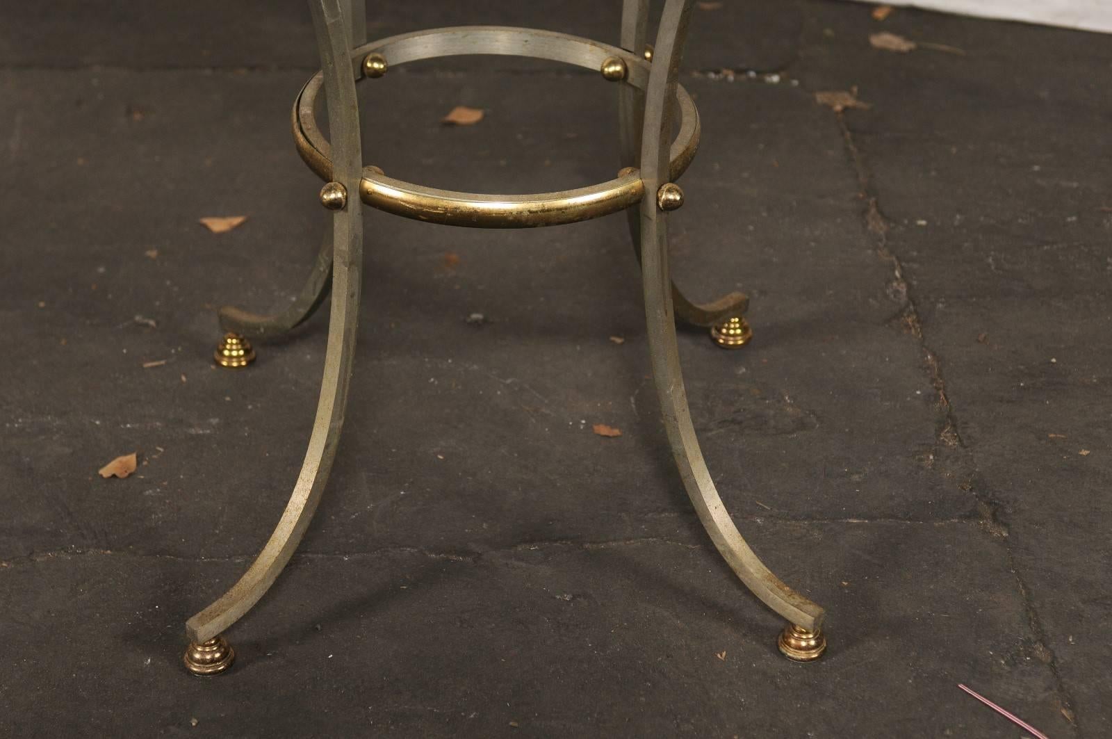 Pair of Large-Scale 20th Century Steel & Brass Gueridons in the Style of Jansen 3
