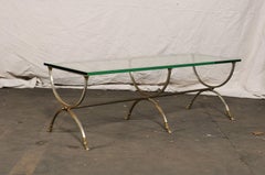 Large-Scale Steel and Brass Coffee Table  in Style of Jansen , Base Only
