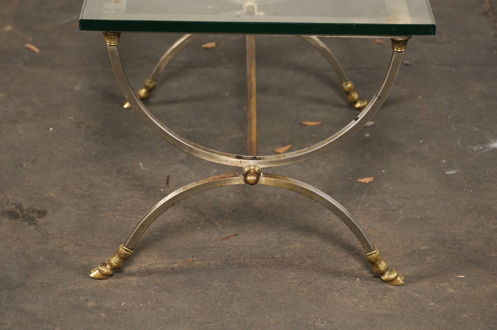 Large-Scale Steel and Brass Coffee Table  in Style of Jansen , Base Only 5
