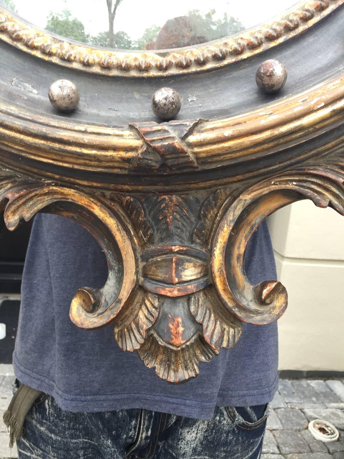 Period 19th Century English Regency Convex Mirror with Eagle 1